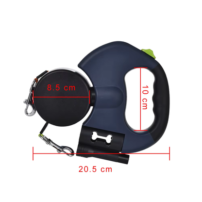 360° Retractable Dog Leash with LED Light & Waste Bag Holder