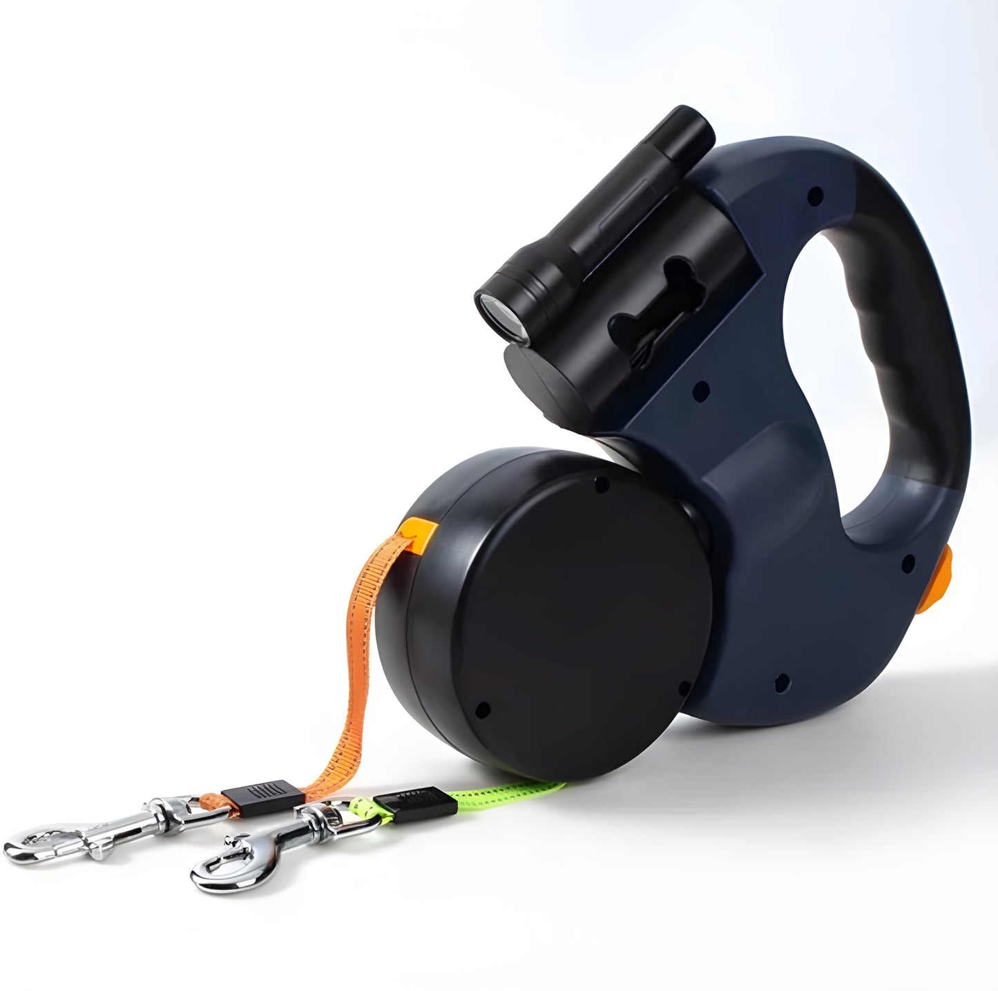 360° Retractable Dog Leash with LED Light & Waste Bag Holder